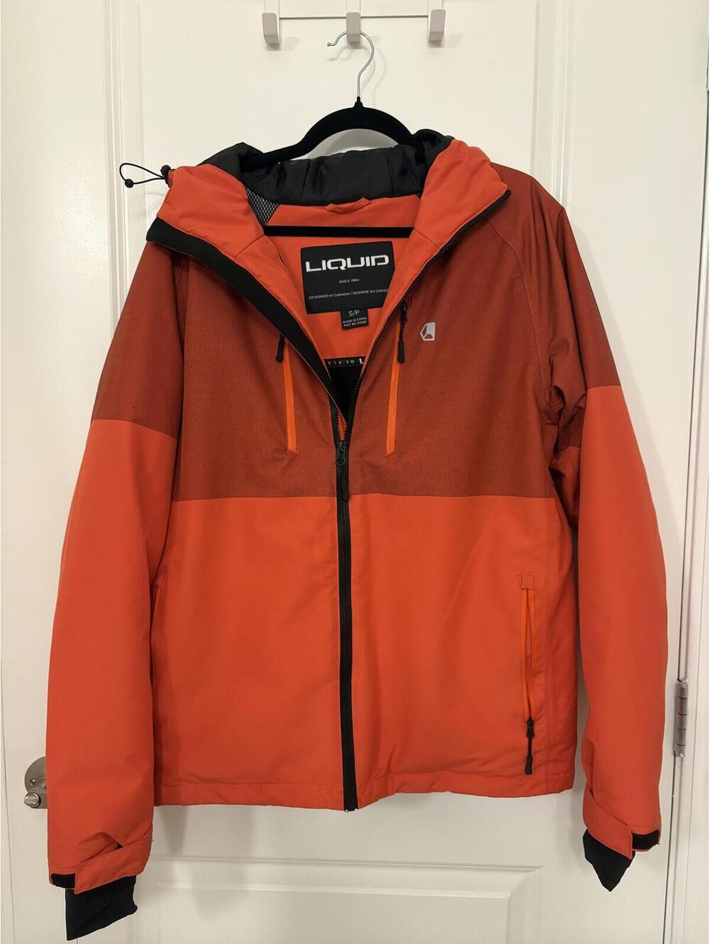Liquid Snowboard Ski Jacket Orange Colorblock Waterproof Hooded Shell